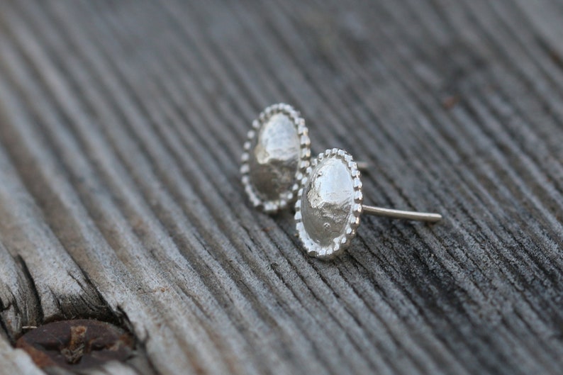 Silver stud earrings, Dainty minimalist earrings, Simple delicate everyday earrings, Handmade jewelry, Gift for women, Bridesmaid earrings image 3