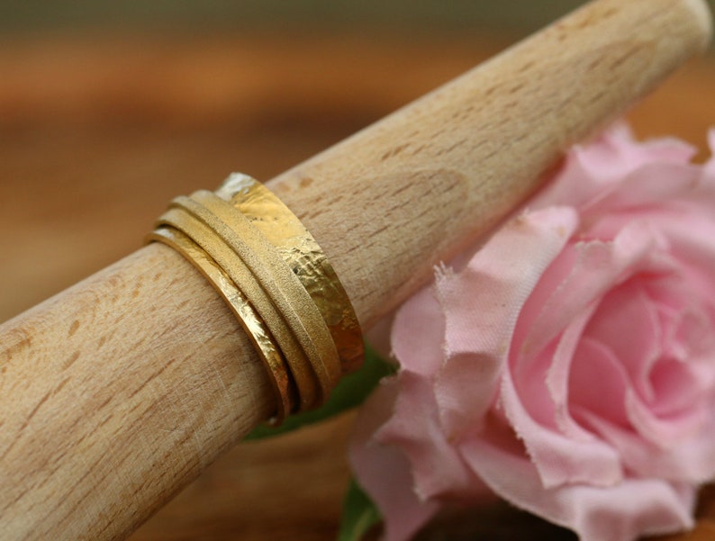 Gold Wedding Rings for Women, Thick Gold Ring, Gold Engagement Ring, Handmade Jewelry, Romantic Gifts for Her, Womens Ring, Lady Rings image 6