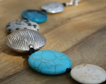 Turquoise Statement Necklace: Chunky Boho Beaded Fashion Jewelry