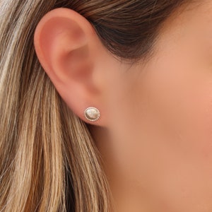 Silver stud earrings, Dainty minimalist earrings, Simple delicate everyday earrings, Handmade jewelry, Gift for women, Bridesmaid earrings image 2