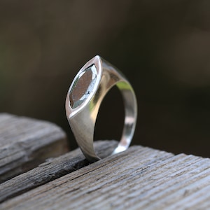 Handgemachter Marquise Pyrit Ring: Sterling Silber Ring