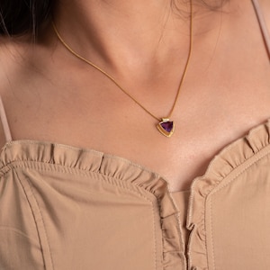 Amethyst Kristall Halskette, Gold Halsketten für Frauen, Februar Birthstone Halskette, lila Halskette, zierliche Halskette, Muttertagsgeschenk
