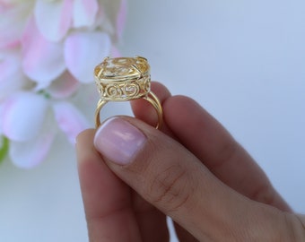 Statement Ring,Citrine Rings for Women,Gemstone Ring,November Birthstone Ring,Gold Ring,Oval Ring,Custom Rings,Handmade Jewelry