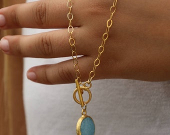 Gemstone Necklace,Long Necklaces for Women,Gold Chain Necklace,Pendant Necklace,Gold Necklace Chain,Gold Statement Necklace ,Christmas Gift