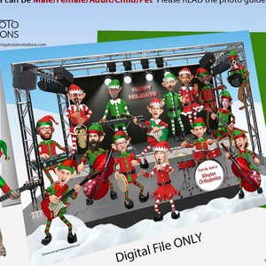 Rock Band Elf Firma Weihnachtskarte, Rocking Weihnachtselfen, Lustige Foto Weihnachtskarte-Firmen Weihnachten, Jingle Bell Rock Weihnachten