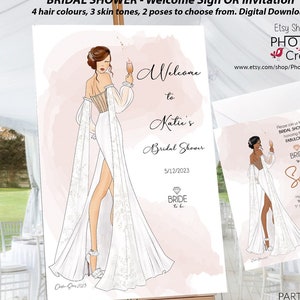 Cartello di benvenuto per l'addio al nubilato/Illustrazione di moda nuziale/Invito per l'addio al nubilato/Invito per l'addio al nubilato/festa nuziale/Moda nuziale