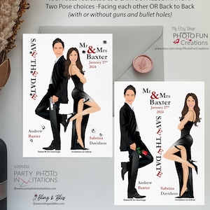 Lustige Mr und Mrs Smith Karte, Save the Date, Cartoon Save the Date Karte, Save the Date Magnet, Mr und Mrs Smith Parodie, einzigartige Hochzeitseinladung,