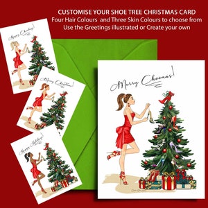 Fashion Girl Christmas CARD, Fashion Holiday card,Christmas fashion illustration, Funny girlfriend Christmas card, Fashion Shoe Christmas