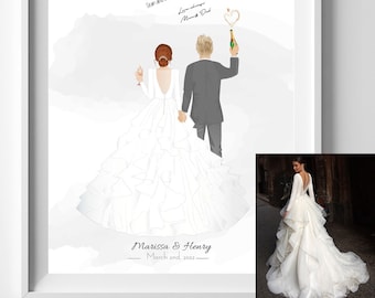 Wedding Guest book, Alternative Wedding Guestbook, Guest Book Alternatives, Custom Portrait Guestbook, Custom Wedding Keepsake, Back-View
