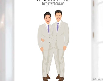 Same Sex Marriage Guest Book Alternative, Two Grooms Wedding Guest Book Alternative, Gay Wedding Welcome sign, Same Sex Marriage portrait