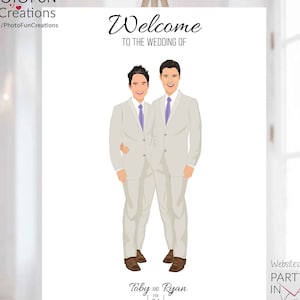 Same Sex Marriage Guest Book Alternative, Two Grooms Wedding Guest Book Alternative, Gay Wedding Welcome sign, Same Sex Marriage portrait