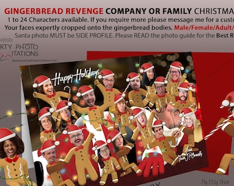 Funny Gingerbread Family Photo Card: Custom Faces, Pets Included