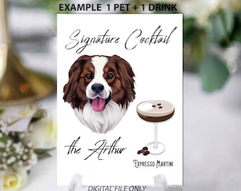 Custom Dog Bar Wedding Menu Sign, Dog Signature Cocktail Sign,  Signature Cocktail Sign,Wedding Bar Menu, Pet Wedding BarSign,Pet Gift