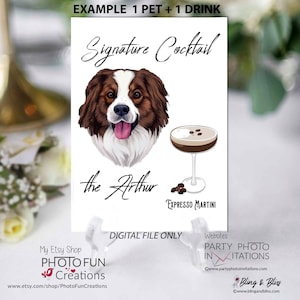 Letrero personalizado del menú de bodas del bar para perros, letrero de cóctel exclusivo para perros, letrero de cóctel exclusivo, menú del bar de bodas, letrero de bar de bodas para mascotas, regalo para mascotas