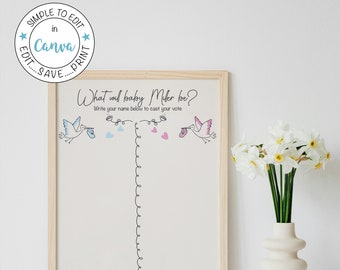 Gender Reveal Game Sign: Illustrated Baby Shower (Digital Download)