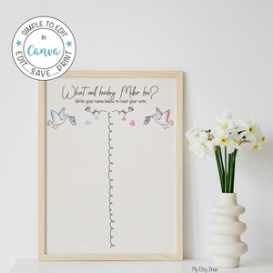 He or She What Will Baby Be Sign, Gender Guess Board, Illustrated Baby Shower, Gender Baby Shower, He or She Gender Reveal Game