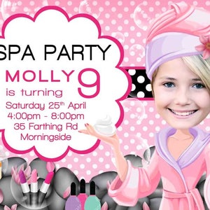 SPA OR SLUMBER Party Birthday Invite, Girls Manicure, Pedicure, Facial, Spa Invite, Spa party, Photo Invitation, Preteen teen 7th 8th Bday