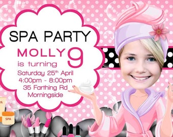 Convite de aniversário para spa feminino: manicure, pedicure, facial (entrega digital)