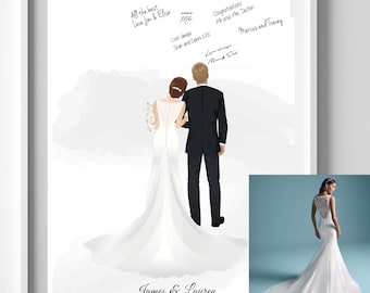 Custom Wedding Portrait Guest Book Alternative: Cartoon Couple (Digital File)