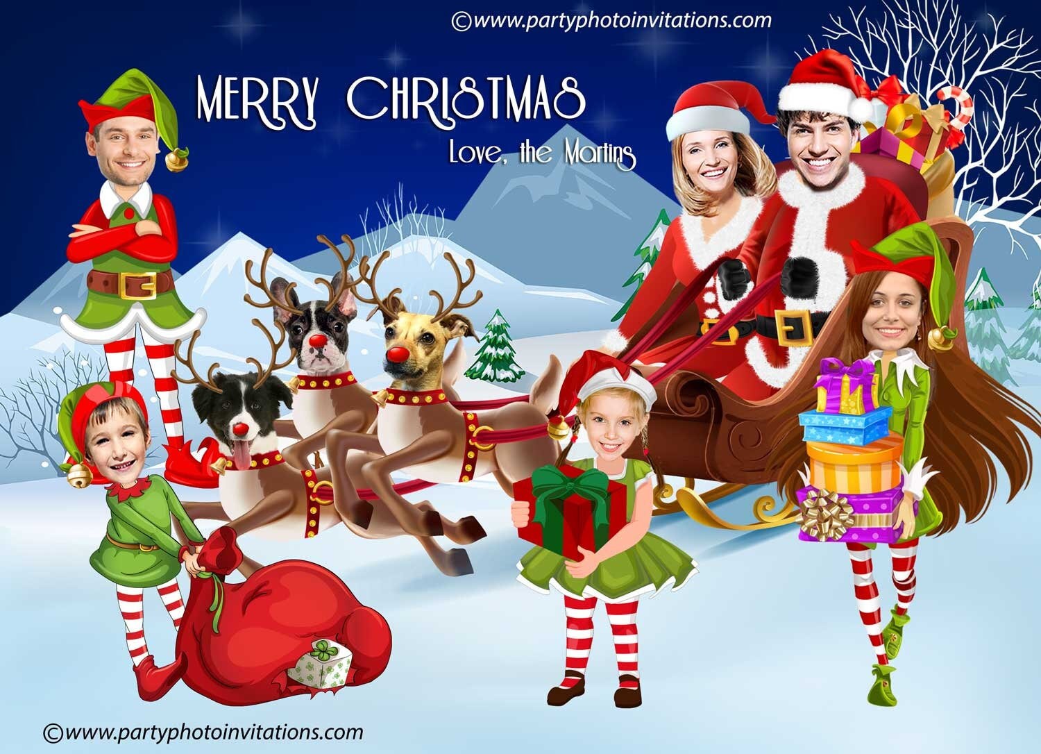 Cartoon Family Christmas Cards 
