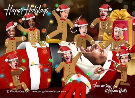 GINGERBREAD COOKIES revenge Christmas Card, Caricature Gingerbread cookies, Funny Family Photo Christmas Card, Custom Photo Christmas Card, Il_570xn