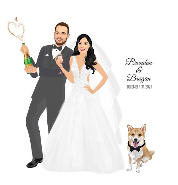 Unique Wedding sign, Wedding Portrait, Illustrated Wedding sign, Wedding Guest Book Alternative, Canvas Portrait Guest Book, Unique portrait Il_570xn