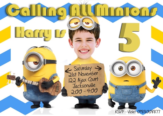 Minions Invitation. Minions Birthday Invitation. Printable Minions. Minions Invite,Despicable Me Invitation,Birthday Party, Digital Il_570xn