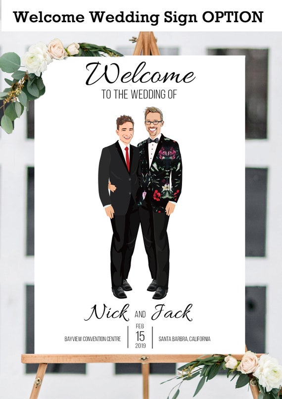Same Sex Marriage Guest Book Alternative, Two Grooms Wedding Guest Book Alternative, Gay Wedding Welcome sign, Same Sex Marriage portrait Il_570xn
