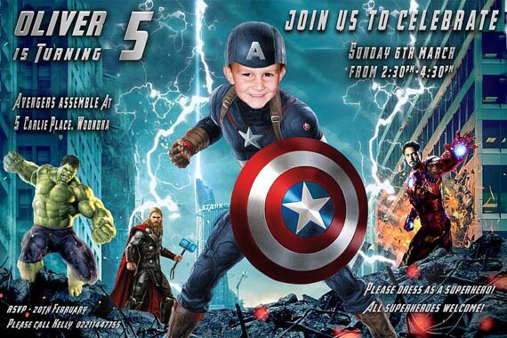 Captain America Invitation Invitation Danniversaire De Etsy