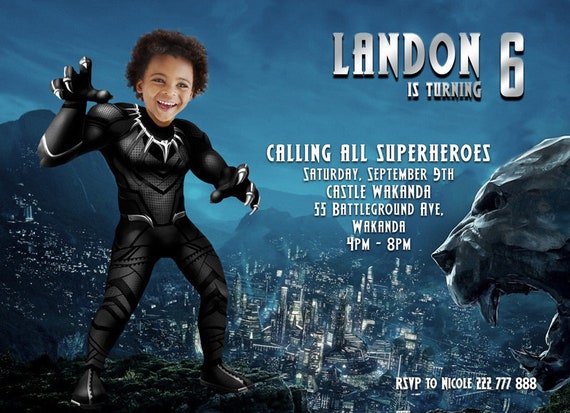 Black Panther Birthday Invitation, Turn your kid into the awesome Black Panther, Black Panther Party, Black Panther Avengers Birthday Invite Il_570xn
