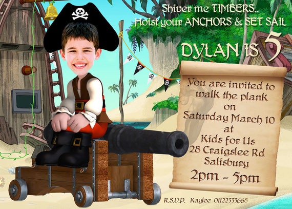 Pirate Birthday Party Invitation, Photo invitation, Jake the pirate invitation, Pirates Invitation, Pirate party, DIY Digital Printable Il_570xn