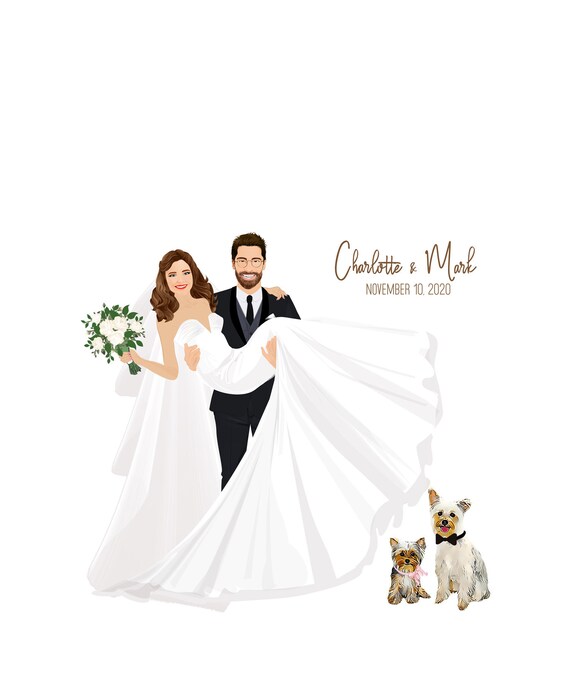 Wedding Portrait Groom Printable Invitation Invitation Wedding Custom Wedding Sign Bride Wedding Gift Portrait Wedding Invitation