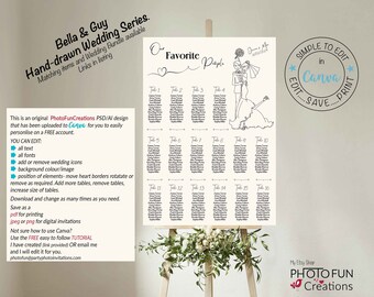 Hand-Drawn Wedding Seating Chart Template: Scribble Illustration (Digital Download)