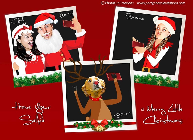 Elfie Selfie Christmas Card Selfie Family Photo Holiday Etsy