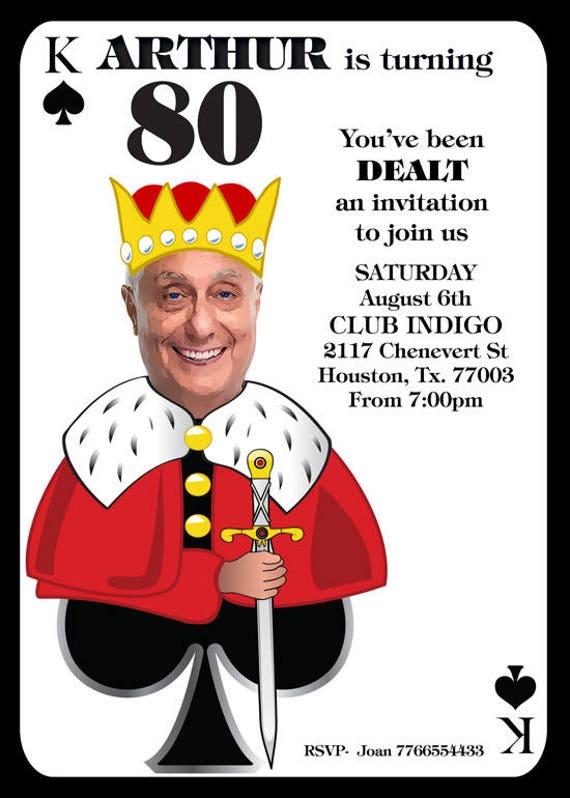 King of spades birthday invitation, Playing card birthday invitation, 40th birthday, 50th, 60th male birthday, 80th Male birthday invite Il_570xn
