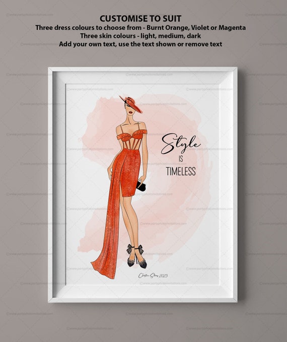 Fashion Illustration, Downloadable illustration, digital file, Fashion Girl portrait,Fashion Girls Stationery,Custom Fashion Illustration Il_570xn