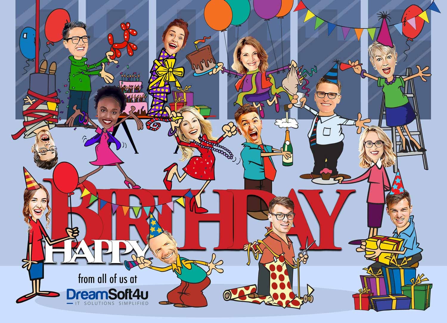 group-birthday-from-all-of-us-card-boss-birthday-card-custom-birthday-card-boss-day-company-birthday-card-group-office-caricature-card-etsy