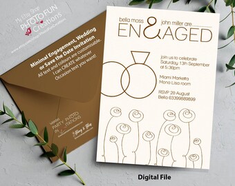 Modern Calligraphy Engagement Invitation: Minimalist Rustic Design (Digital File)