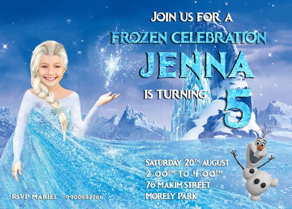 Frozen Birthday invitation, Elsa invitation, Photo Birthday Invitation, Your daughter as Elsa no costume required. Frozen Fever Birthday Il_570xn