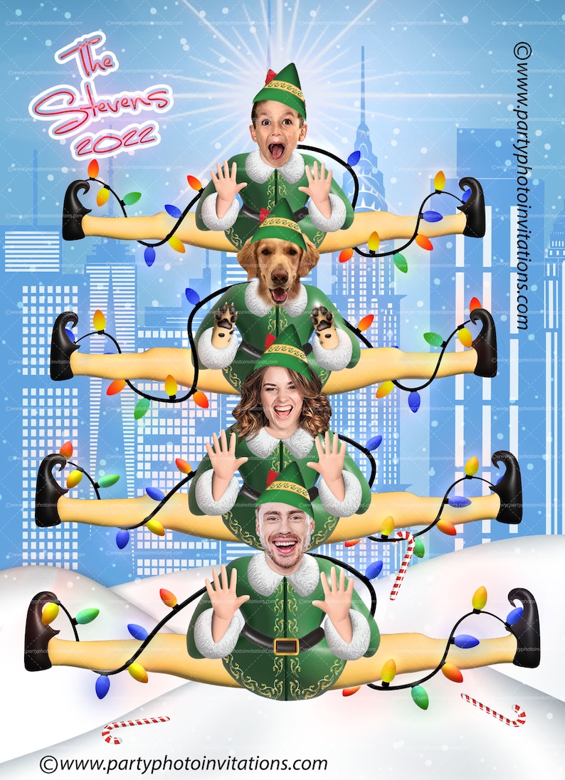 Funny Elf Christmas Tree Elf Photo Christmas Card Family Etsy