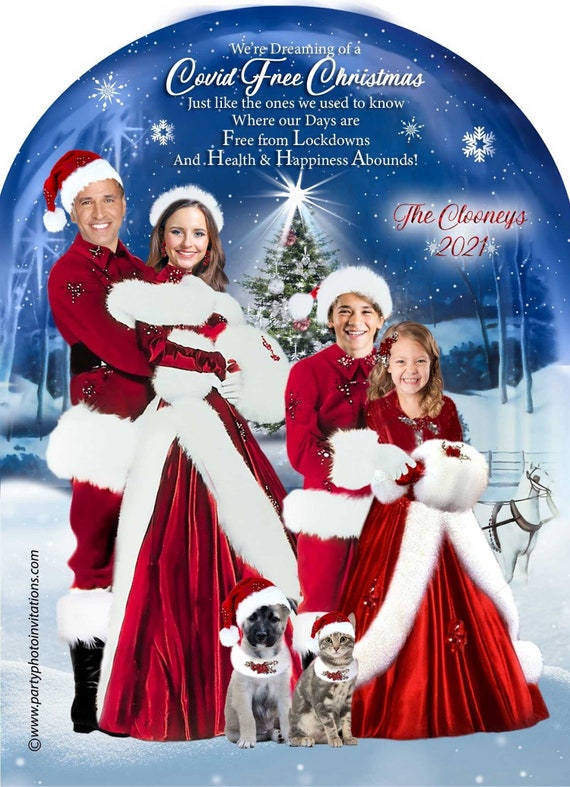 Funny Covid Christmas Card, White Christmas,Classic White Christmas Family Photo Card,Holiday Movie Card,Custom Il_570xn