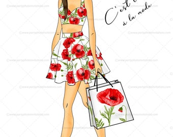 Mode illustratie kunst aan de muur, kunstwerk cadeau, poster mode schoenen, mode kunst aan de muur, mode poster, fashion model print, unieke vriend cadeau