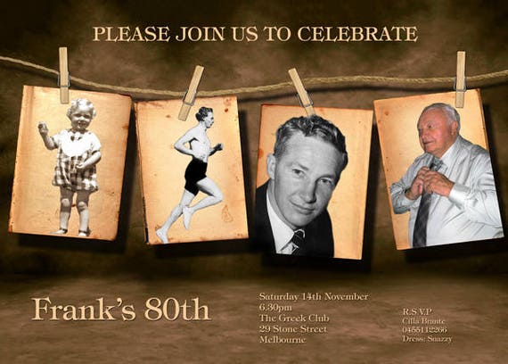 VINTAGE Adult birthday invitation, RETRO MILESTONE Birthday Invitation, 70th, 80th, 60th, 50th or 21st, Vintage 80th Birthday Il_570xn