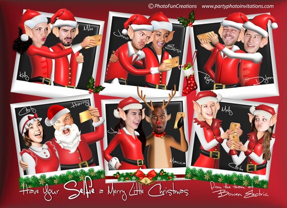3D Elf Selfie COMPANY Christmas Card, Selfie Corporate Holiday Christmas Card,Personalised Selfie Elfie Photo Greeting Card YOUR FACES, Il_570xn