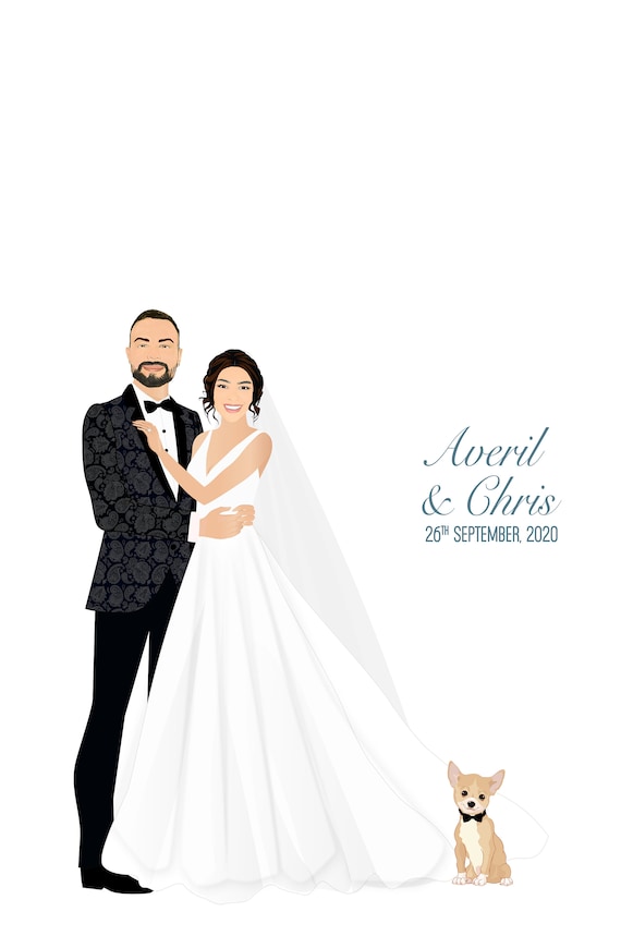 Custom Couple Portrait Guest Book, Your FACES CARTOON ILLUSTRATIONS to match the cartoon body, Original Wedding idea Il_570xn