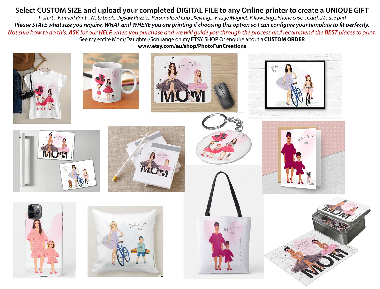 Personalized Mother and Daughter Wall Art Gift for Mommum & Etsy