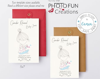 Minimalist Gender Reveal Party Invitation: Electronic Evite (Digital Download)