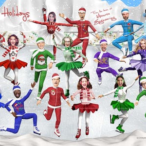 Lustige Weihnachtskarte Schlittschuhlaufen, Weihnachtskarte Familie, Weihnachtskarte Firma, Lustige Foto Weihnachtskarte - Schlittschuhlaufen - bis zu 20 Personen