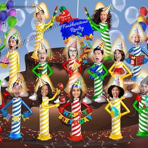 Funny Group Birthday card, 3D Company Birthday Card, Silly Candles on a cake card, From the Staff Birthday Card, Company Birthday Card