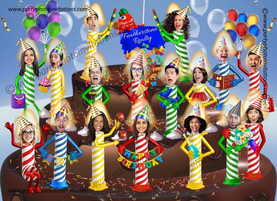 Funny Group Birthday card, 3D Company Birthday Card, Silly Candles on a cake card, From the Staff Birthday Card, Company Birthday Card Il_570xn